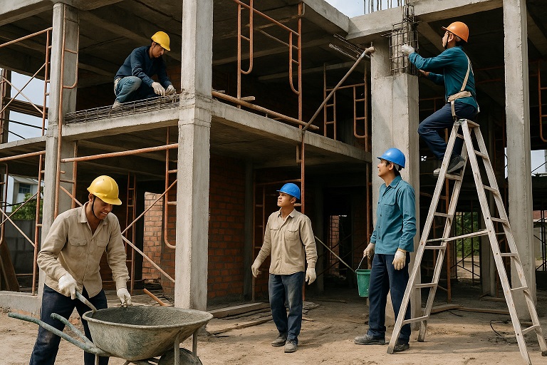 Thi Công Phần Thô Nhà Phố